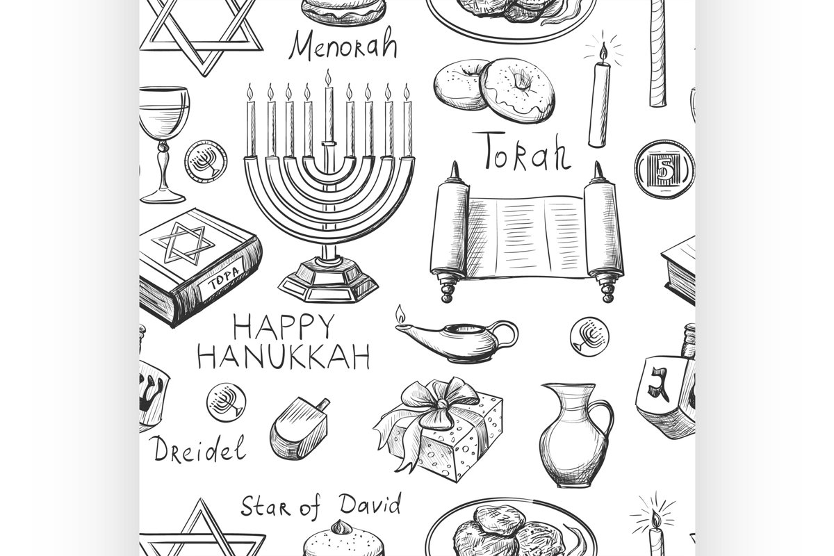 seamless pattern with Hanukkah symbols example image 1