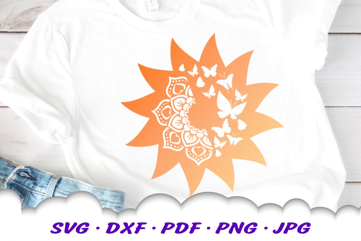 Mandala Butterfly Sun Celestial SVG DXF Cut Files example image 1