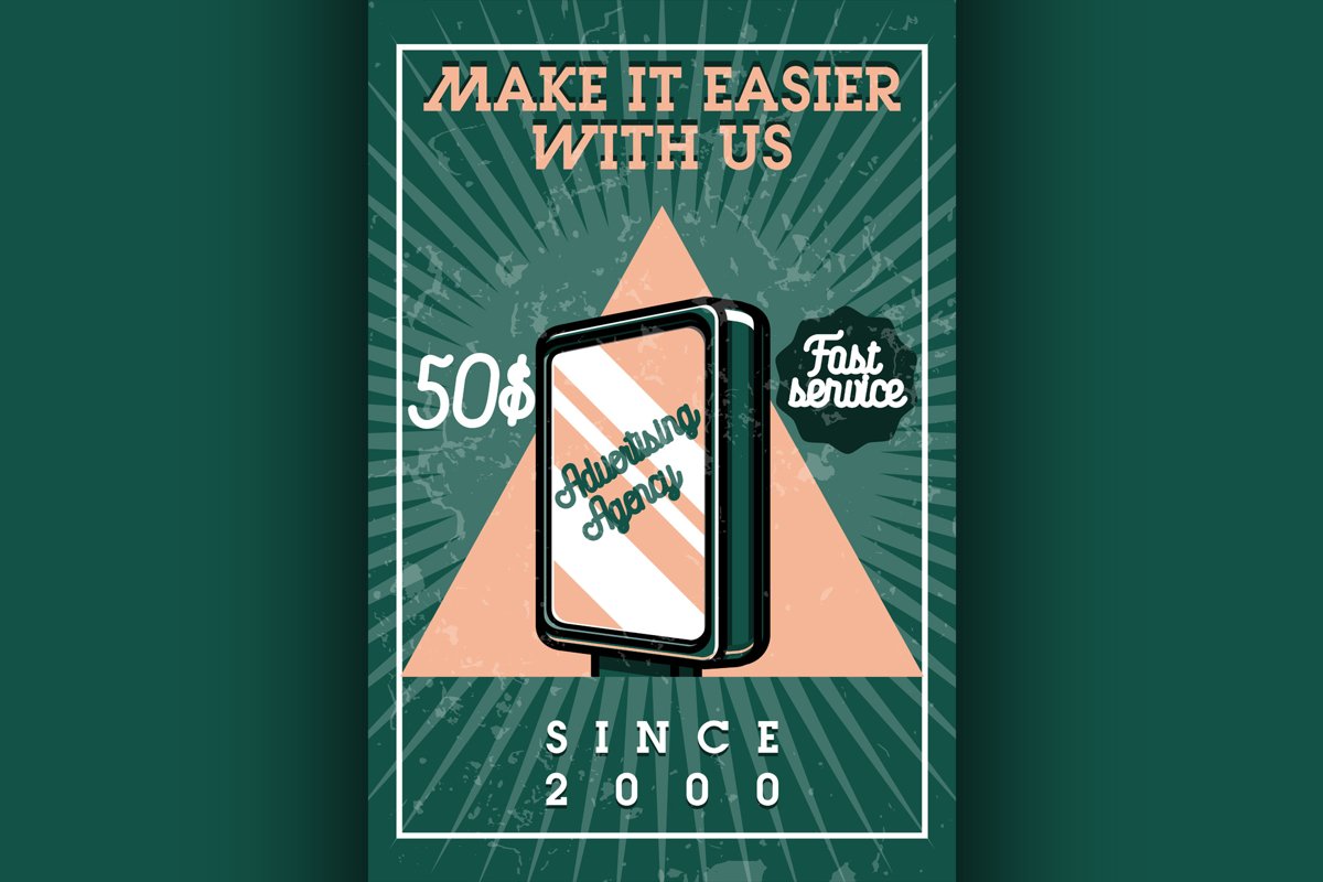 Color vintage advertising agency banner example image 1