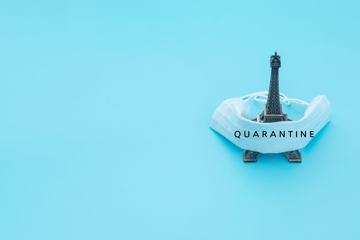 Medical face mask with text Quarantine example image 1