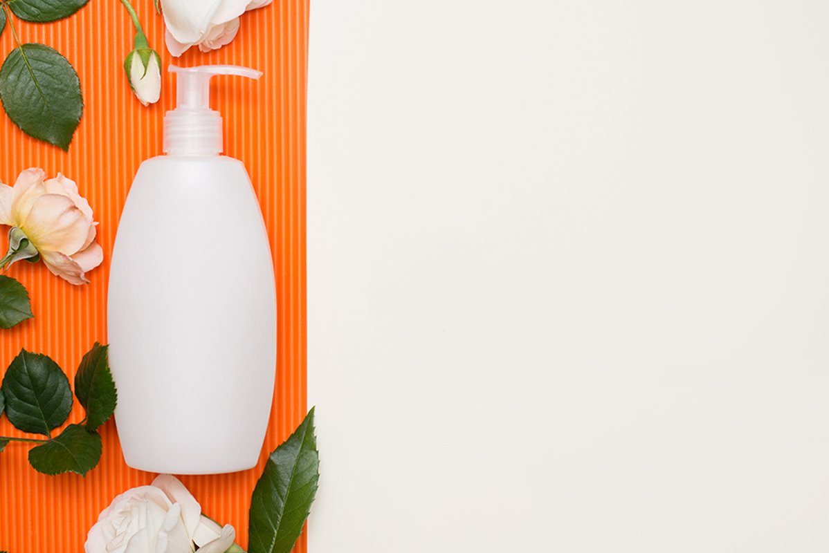 white bottle with cream, shampoo for hair example image 1