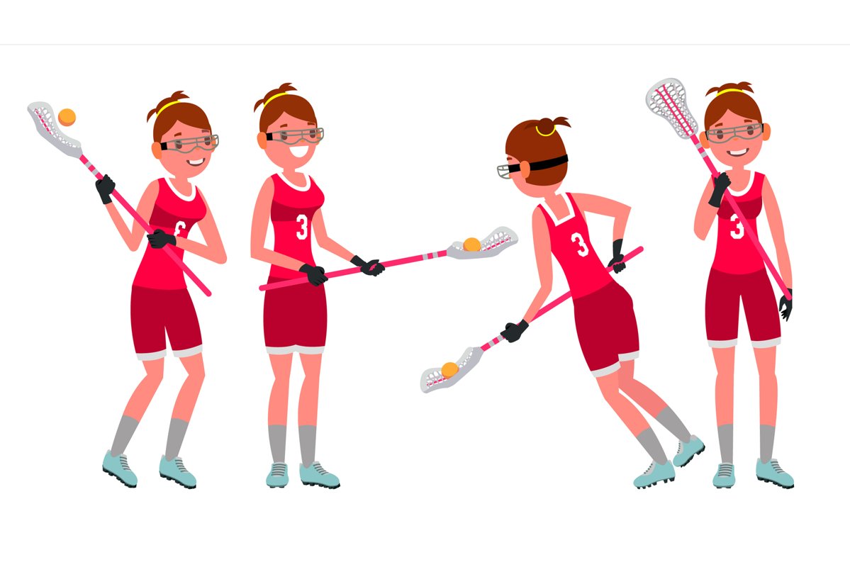 Lacrosse Female Player Vector. High School Or Colleges Girl. example image 1