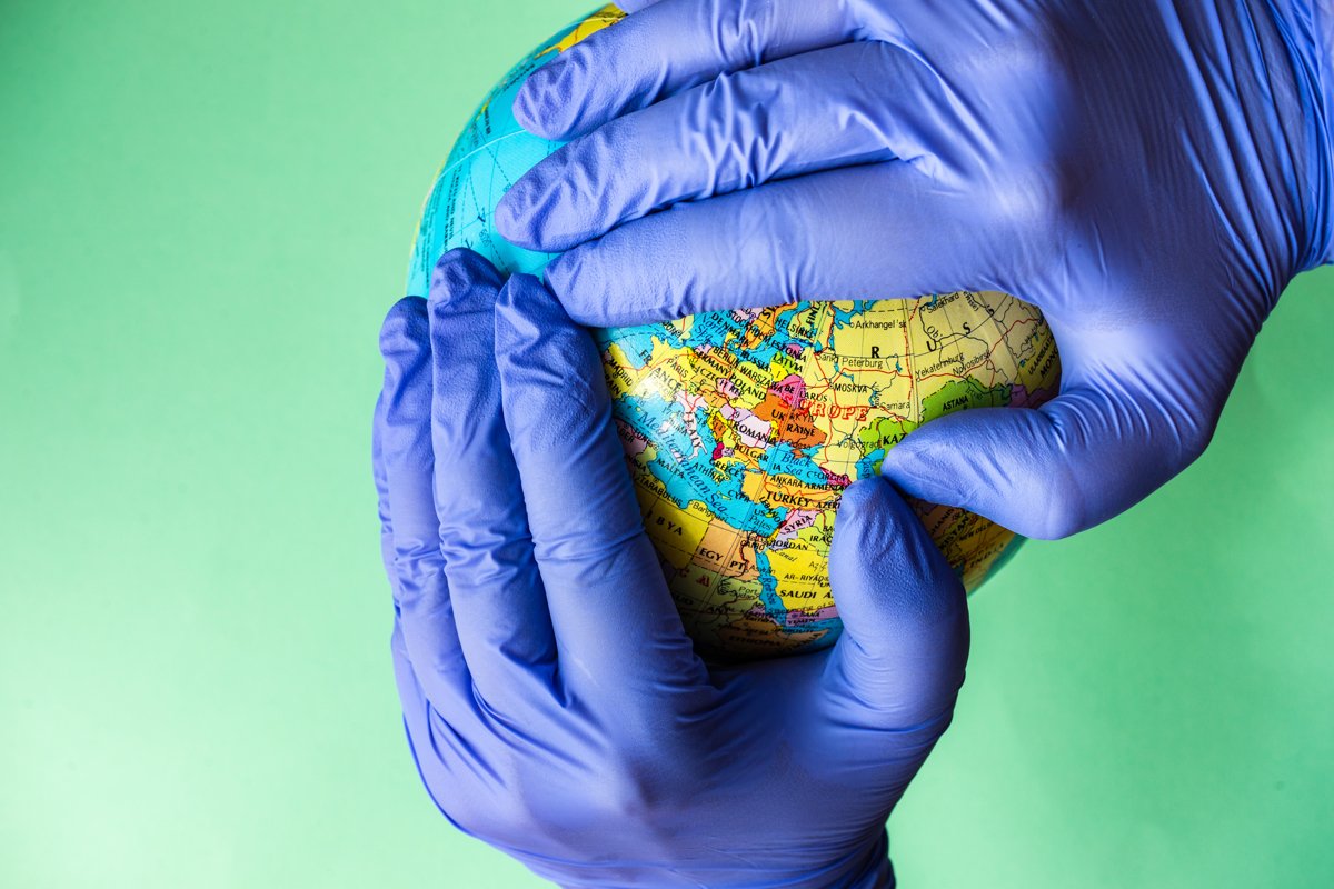 Stay home concept with Earth globe example image 1