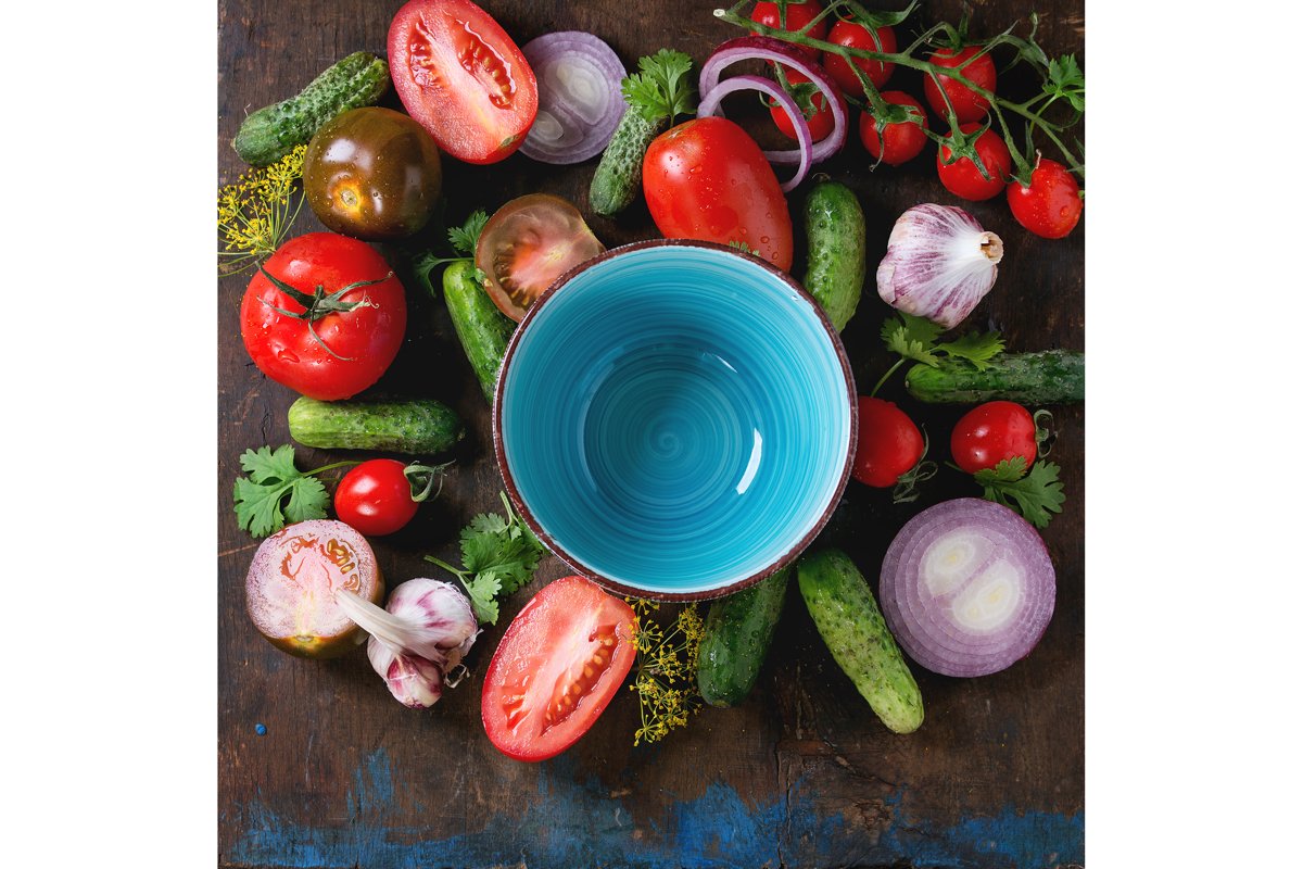 Background with tomatoes and cucumbers example image 1