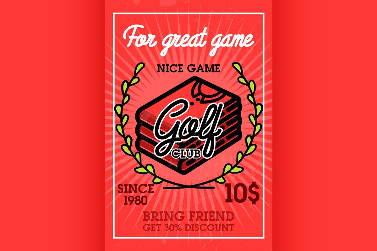 Color vintage golf club banner example image 1