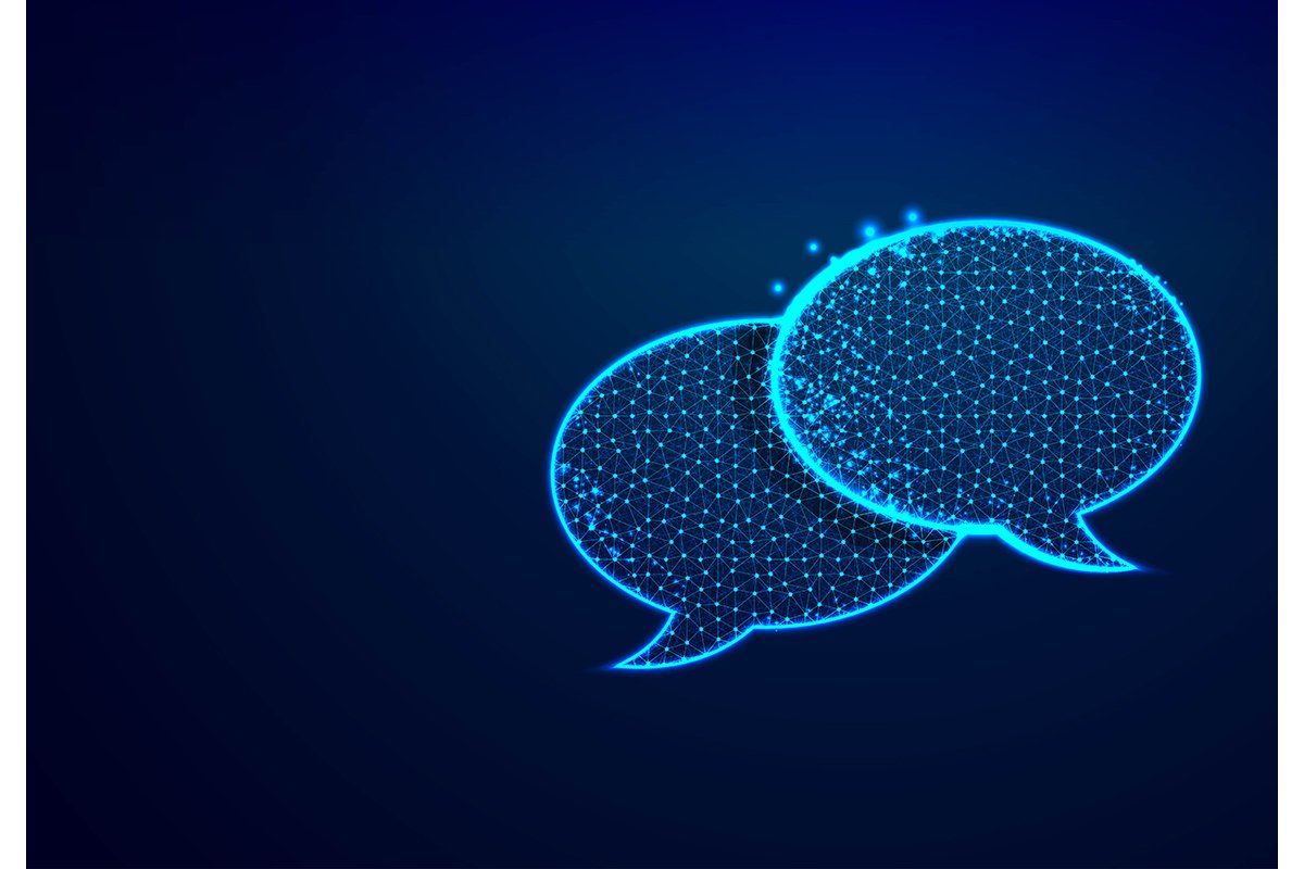 Dialogue, Chat clouds. Speech bubble icon from lines, triang example image 1