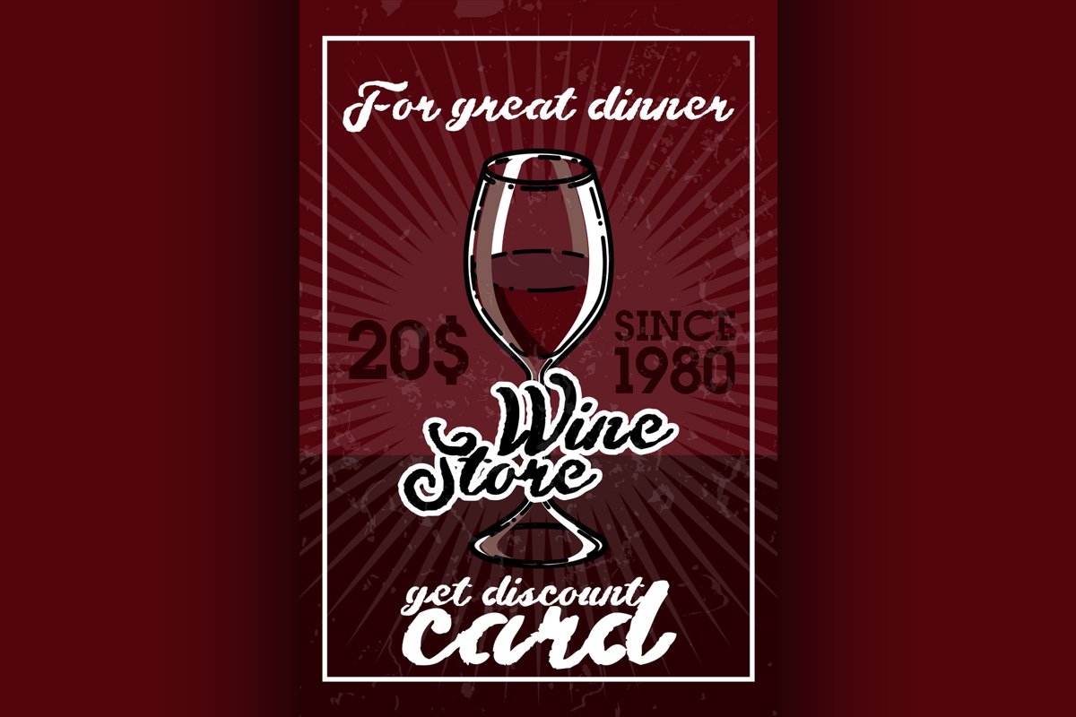 Color vintage wine store banner example image 1