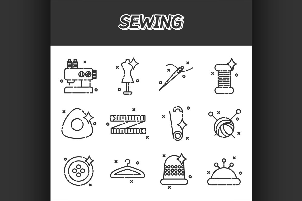 Sewing flat icons set example image 1