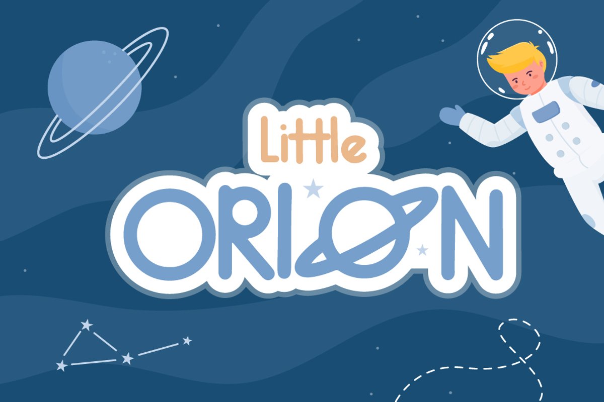 Little Orion | Cute Space Themed Font with Illustration example image 1