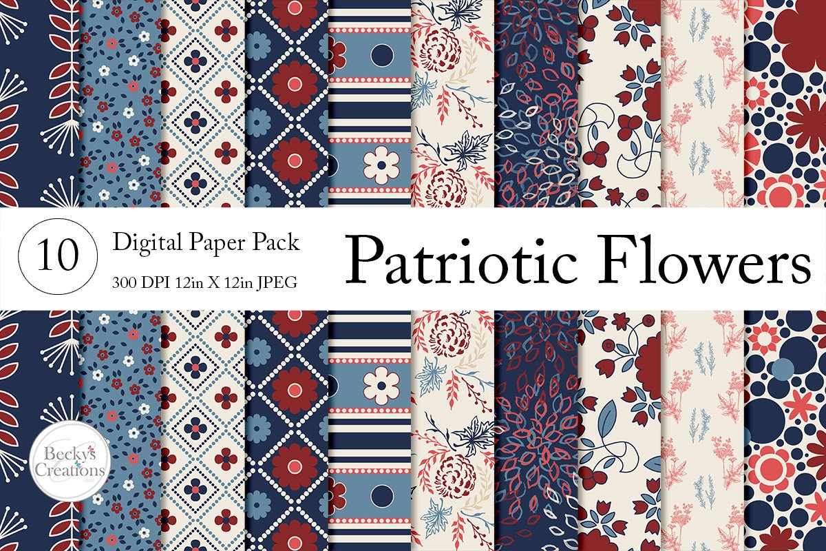 Patriotic Flower Paper Pack example image 1