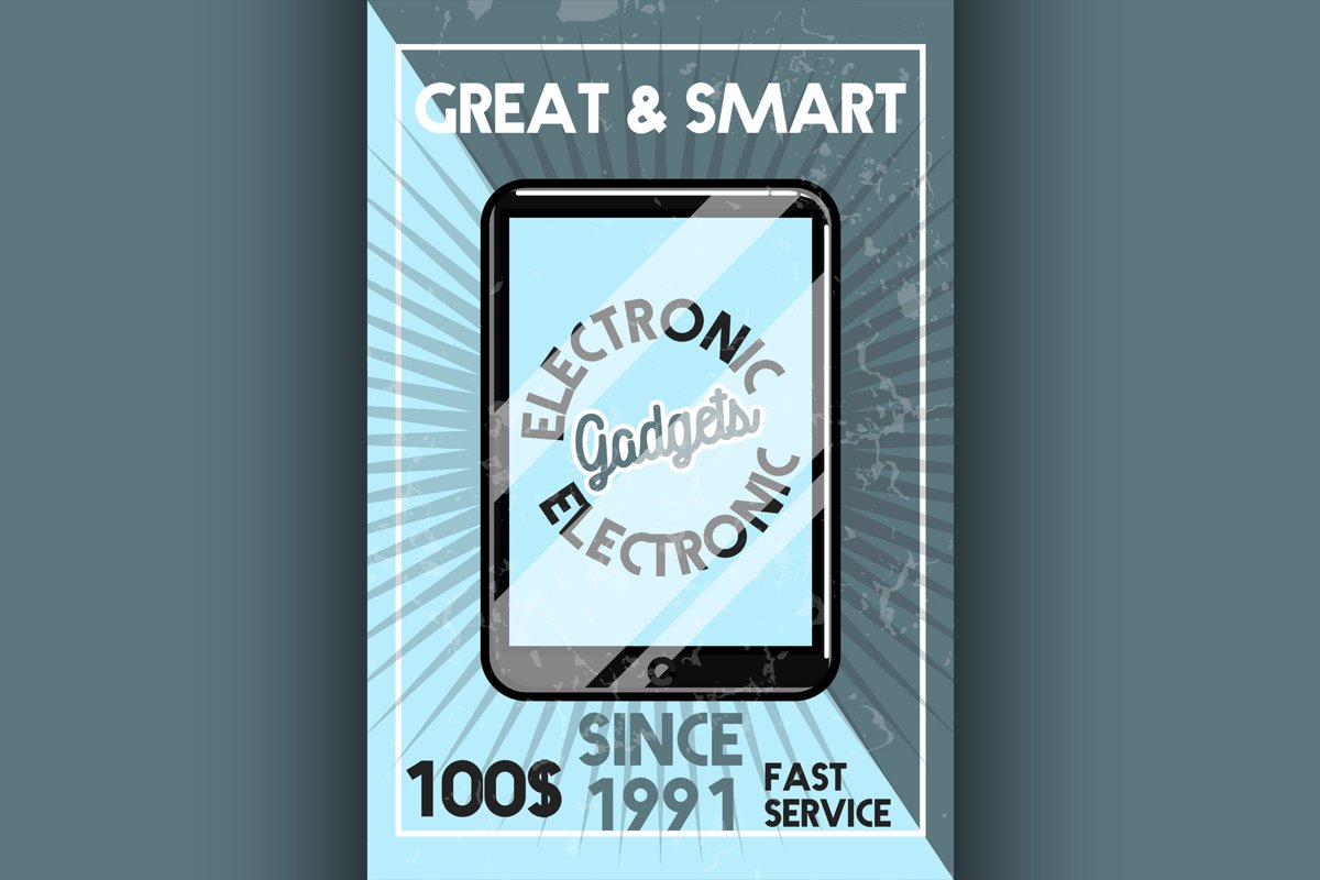 Color vintage electronic gadgets banner example image 1