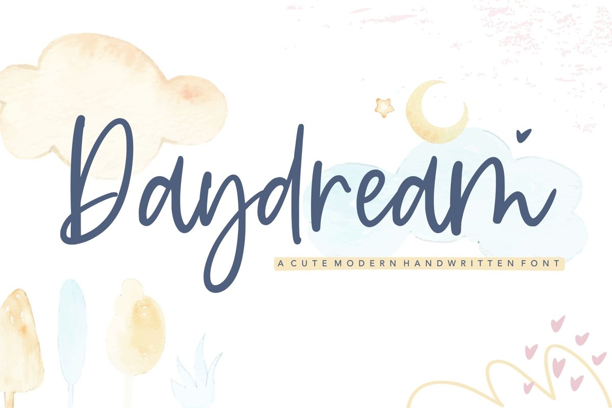 Daydream cute modern handwritten font example image 1