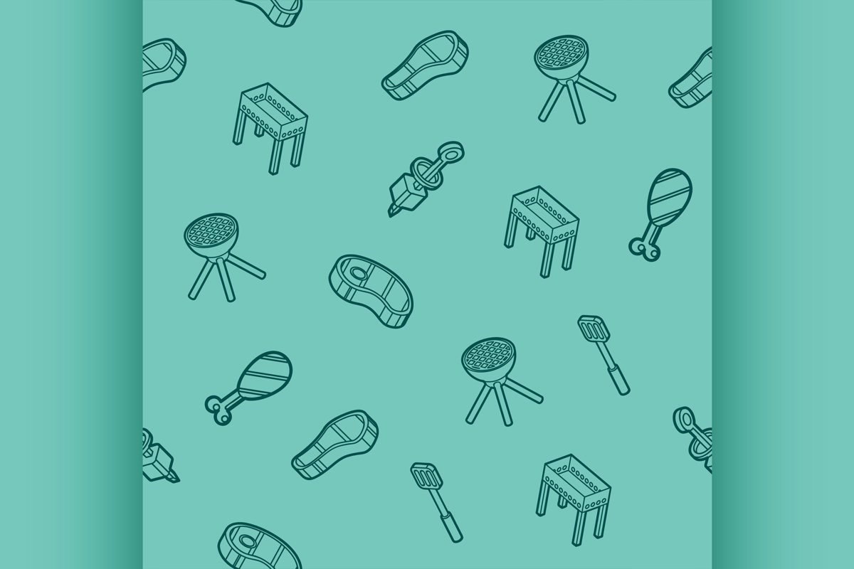 BBQ outline isometric pattern example image 1