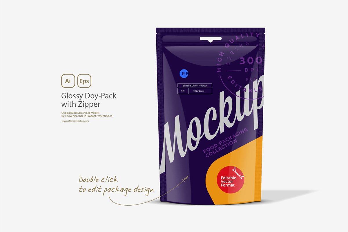 Glossy Doy-Pack with Zipper example image 1