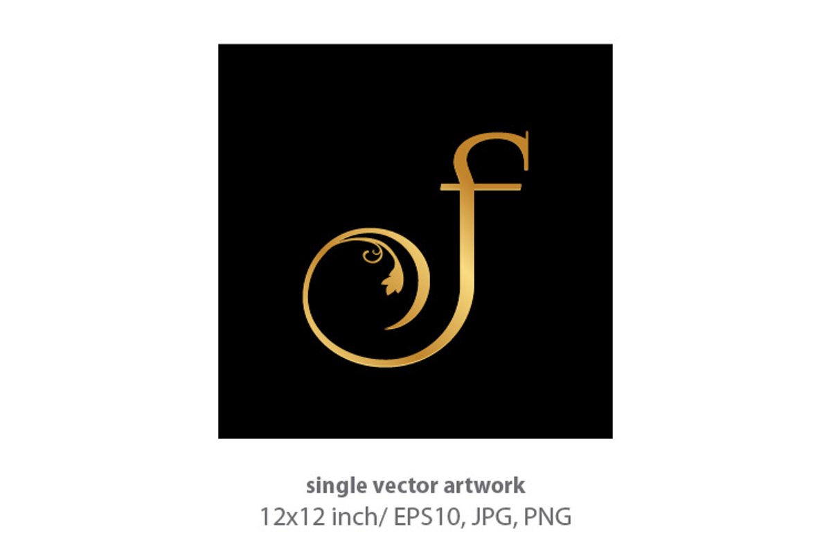 Decorative golden letter f example image 1