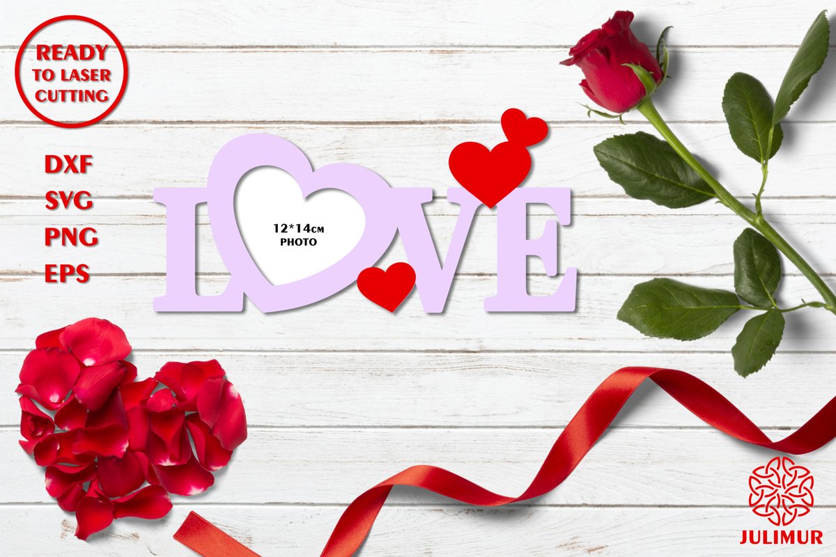 Frame for photos with inscription 'Love' SVG EPS DXF PNG example image 1
