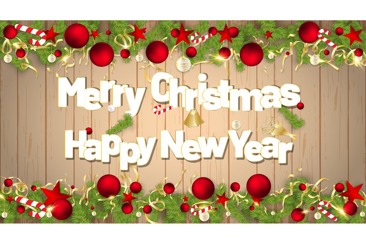 Vector of a Merry Christmas and Happy New Year example image 1