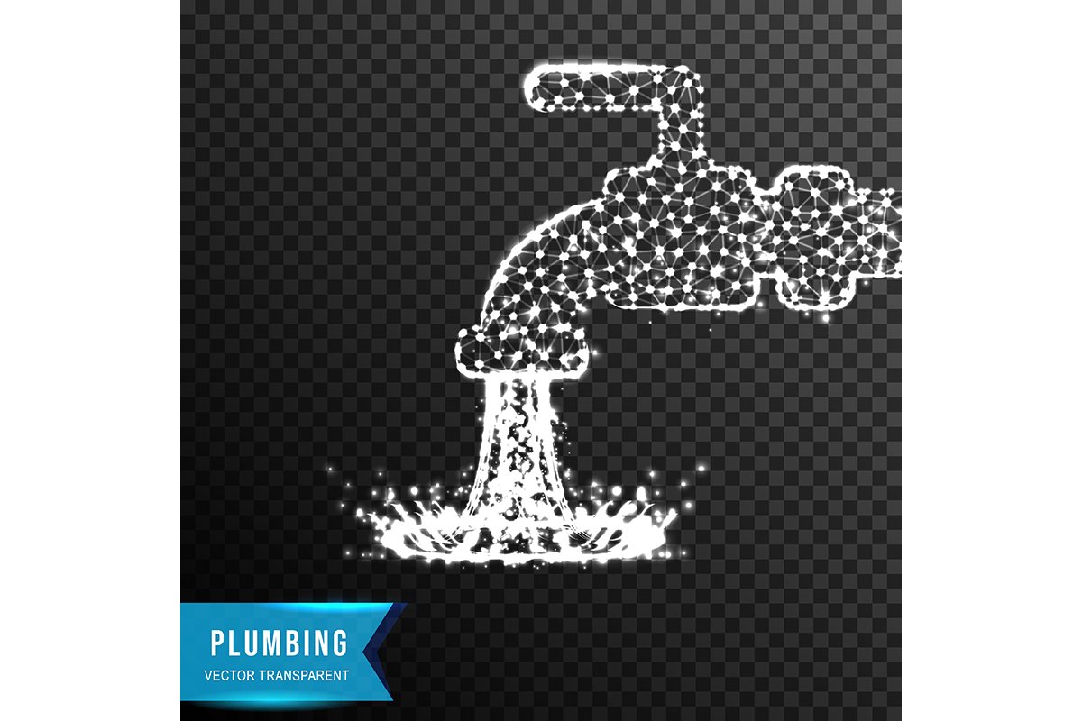 water fauchet. plumbing concept from connecting dot and line example image 1