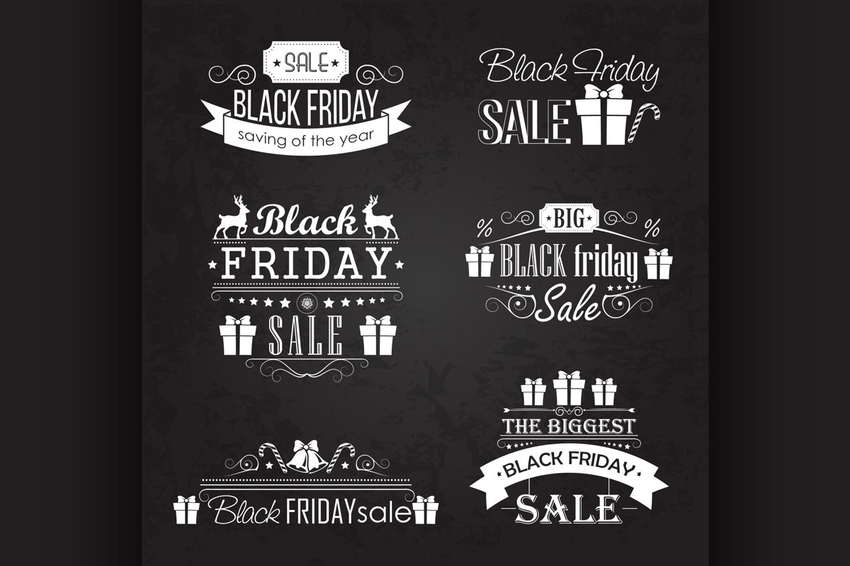 Black Friday Sale Calligraphic Designs set on blackboard example image 1