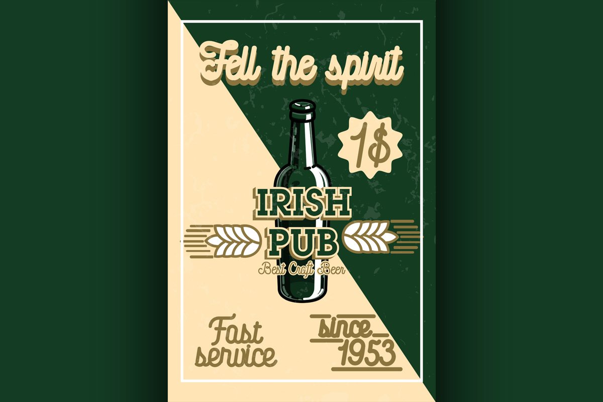 Color vintage irish pub banner example image 1