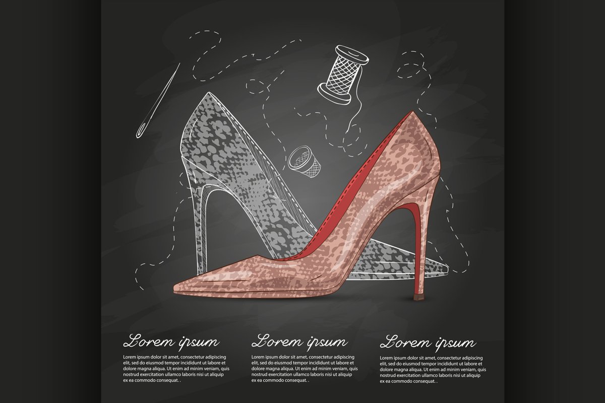 Fashion vector sketch womens shoes. example image 1