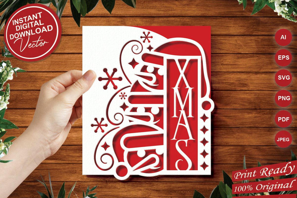 Papercut Christmas Snowman Card Cover, Snowflake, Spiral example image 1