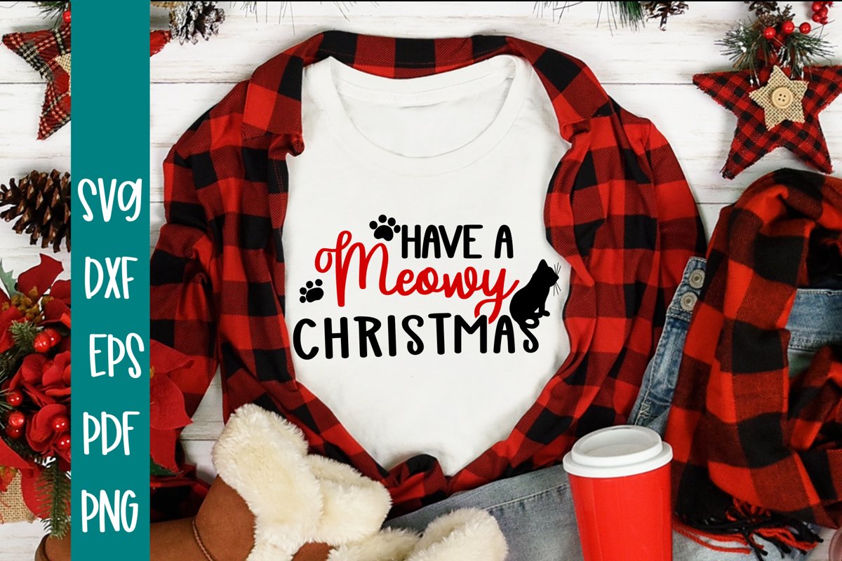Meowy Christmas SVG - Funny SVG example image 1