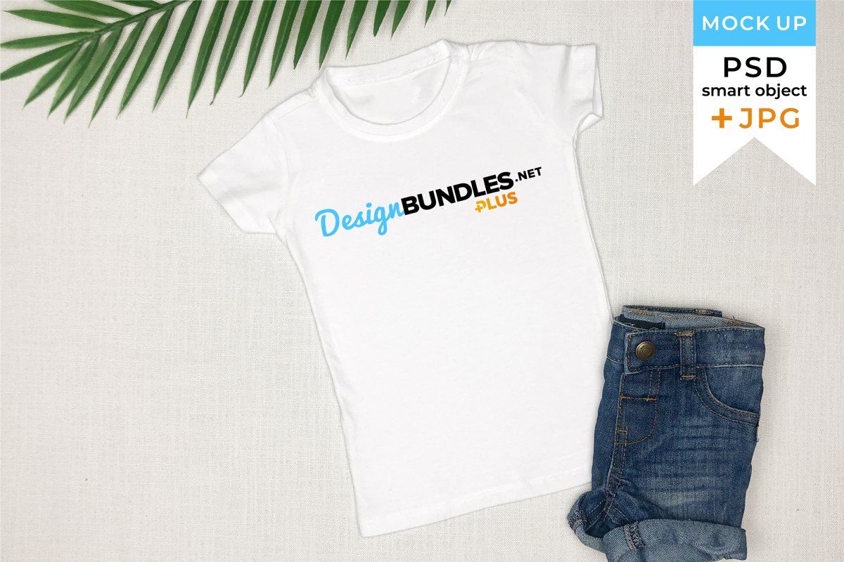 Kids t-shirt mockup in JPG and PSD with smart object example image 1