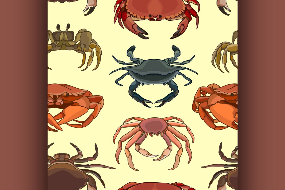 Pattern of vector crab icons example image 1