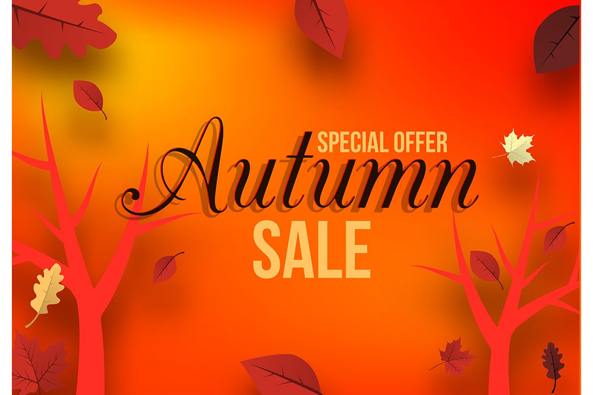 Banner for autumn sale in frame from leaves. Vector illustra example image 1