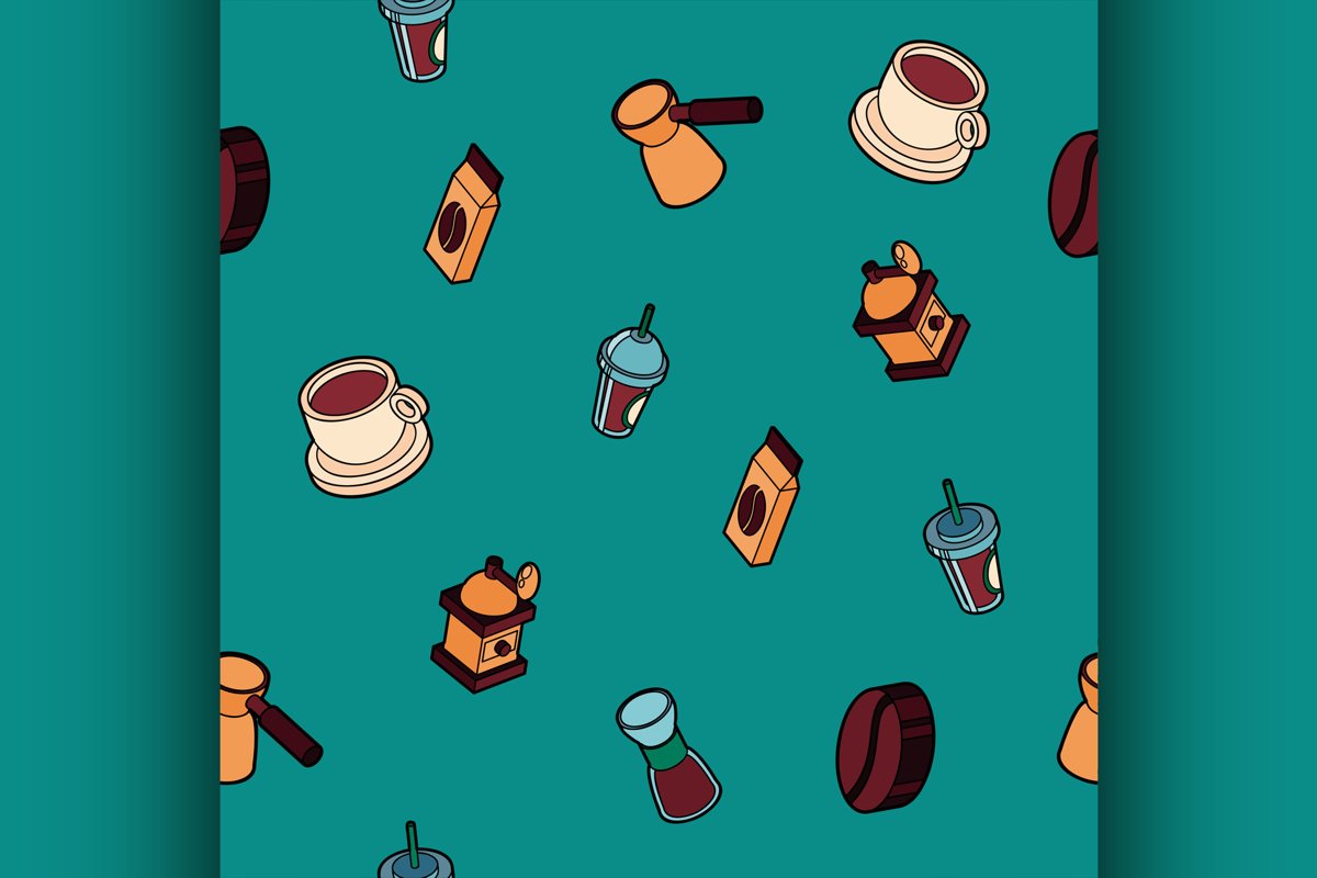 Coffee colored outline isometric pattern example image 1