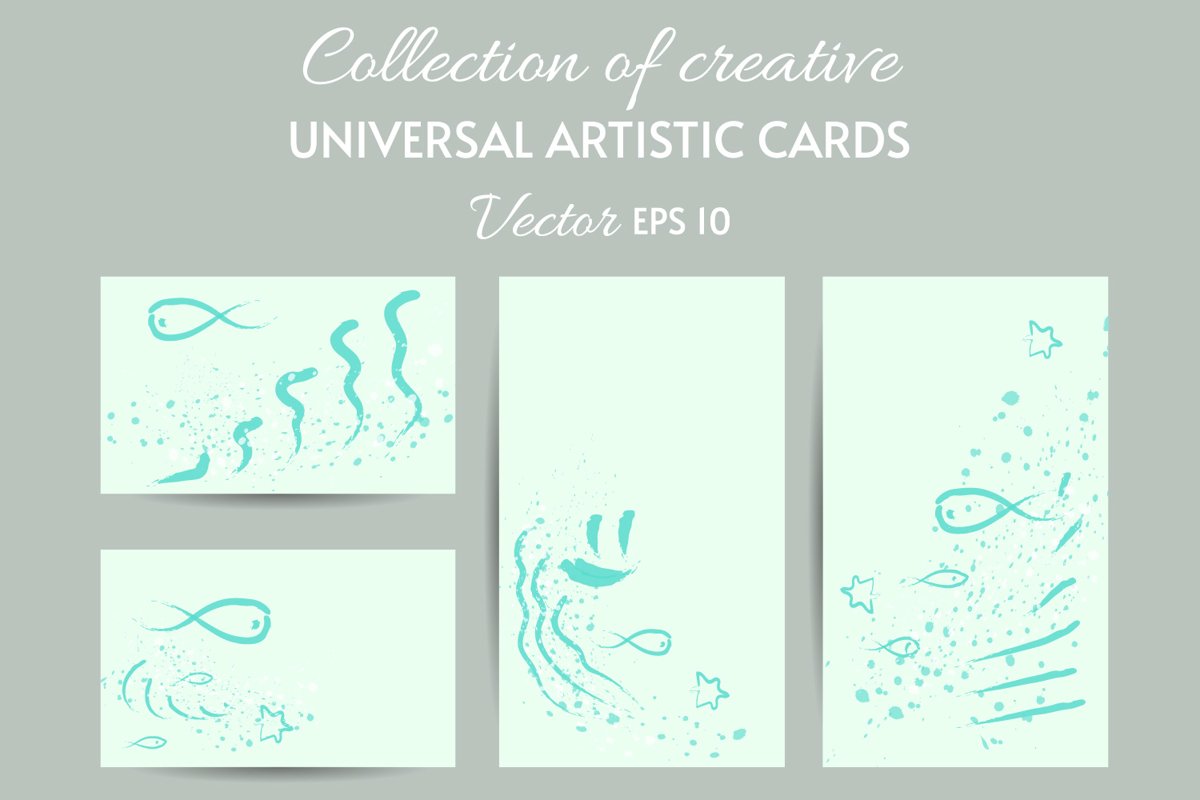 ART painting card templates SET eps 10 example image 1