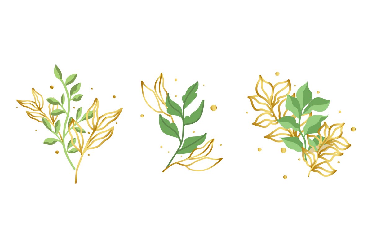 Gold Green Tropical Leaves example image 1