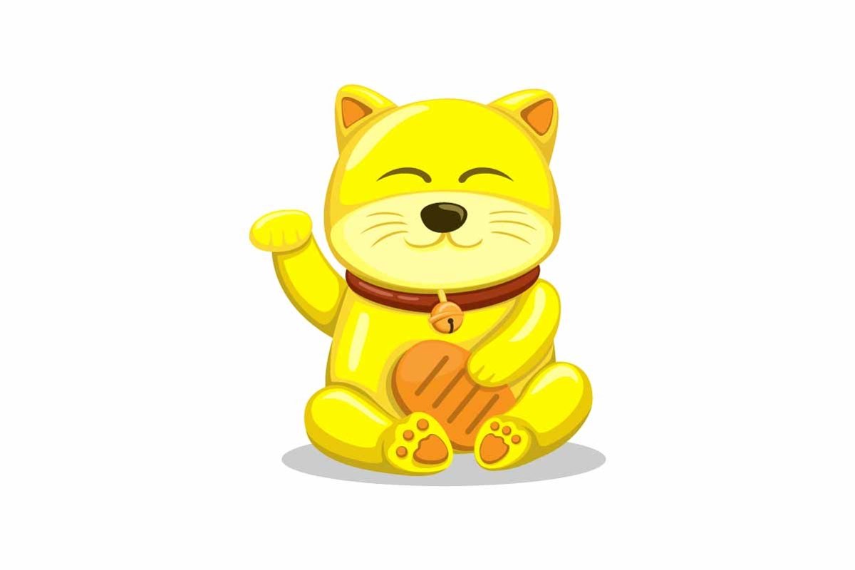 Golden lucky cat aka maneki neko asian traditional mascot example image 1