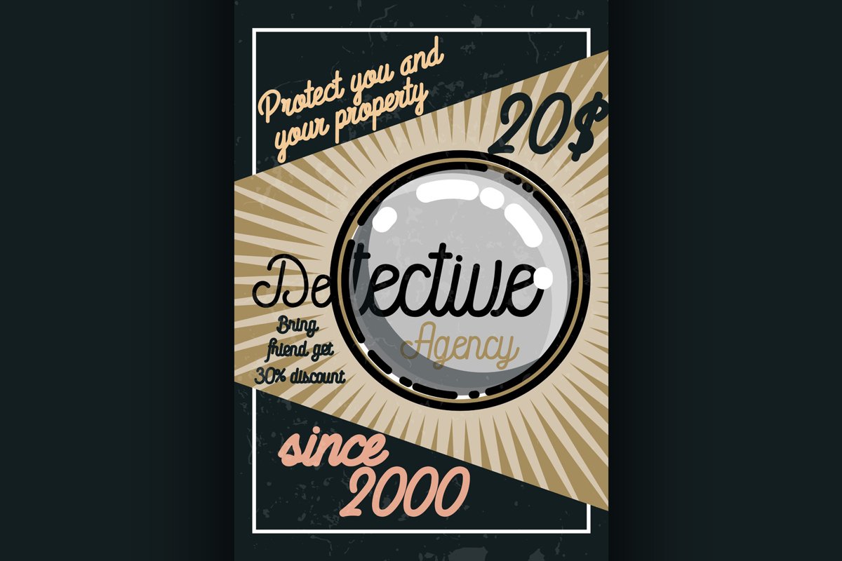 Color vintage detective agency poster example image 1