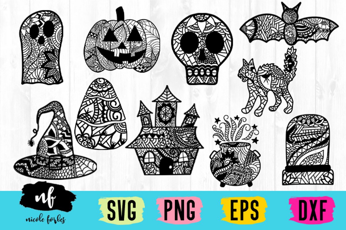 Halloween Zentagle SVG Bundle example image 1