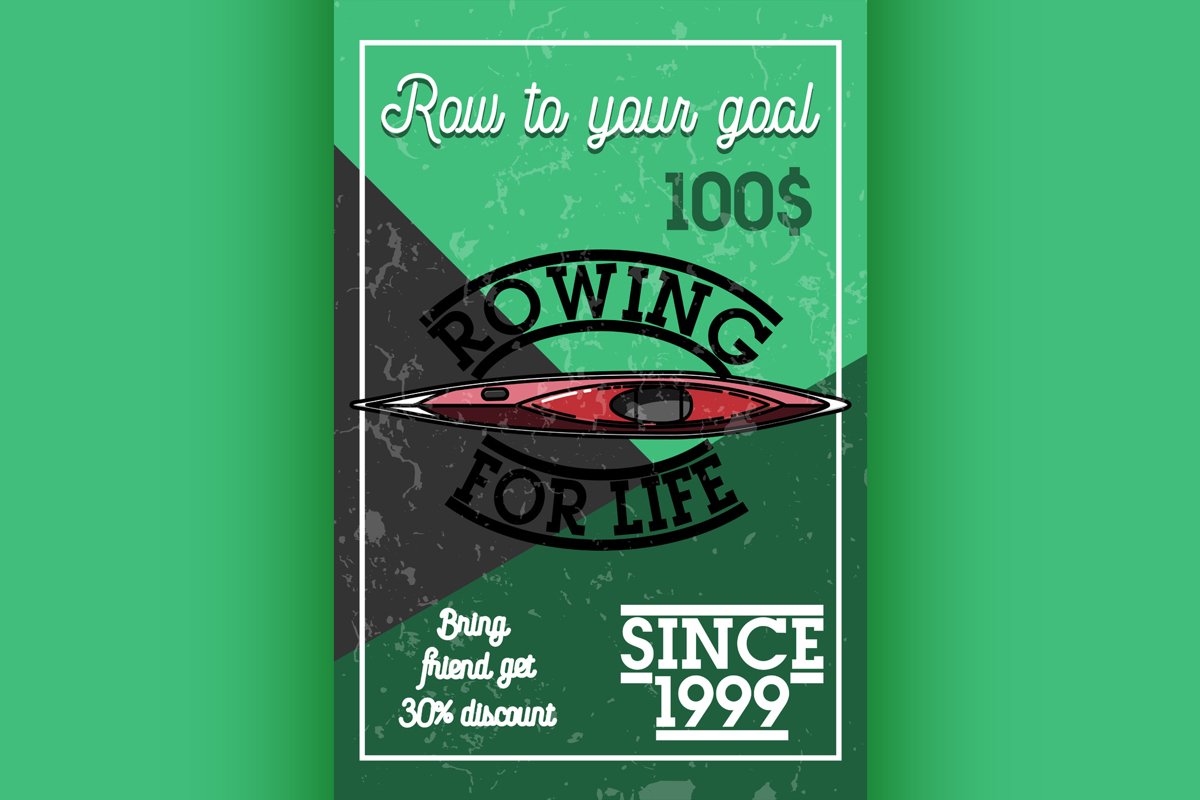 Color vintage rowing banner example image 1
