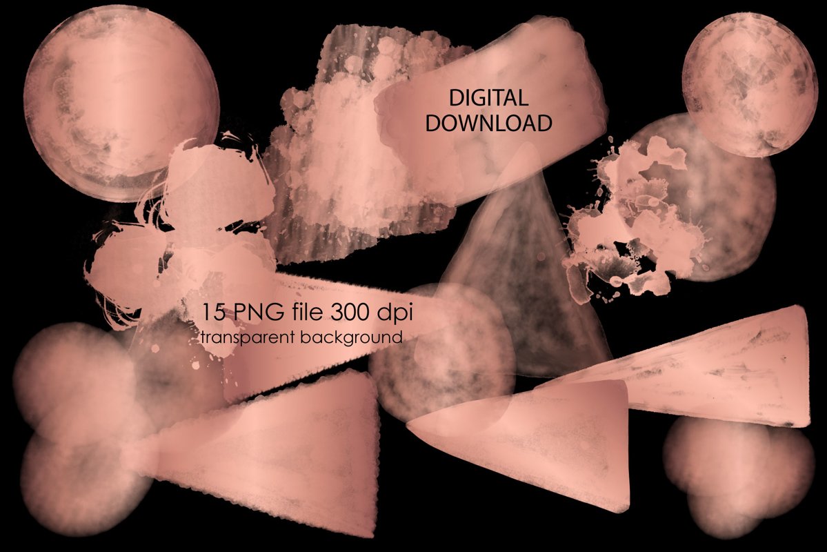 Rose Gold Watercolor Blobs Clipart example image 1