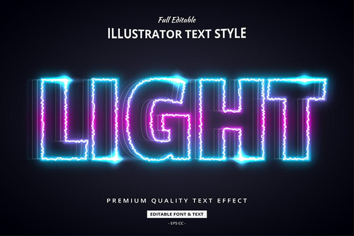 Gradient Neon light Illustrator Text Style Effect