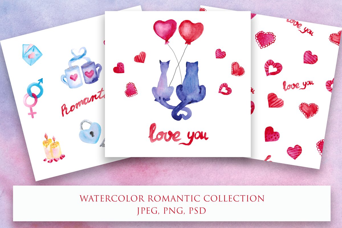Watercolor romantic collection example image 1