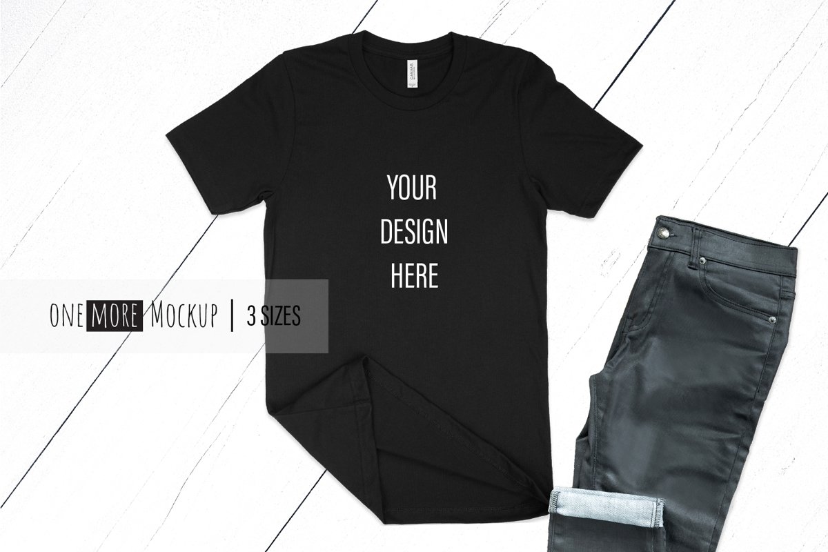Black TShirt Mockup | Bella Canvas 3001 Black example image 1
