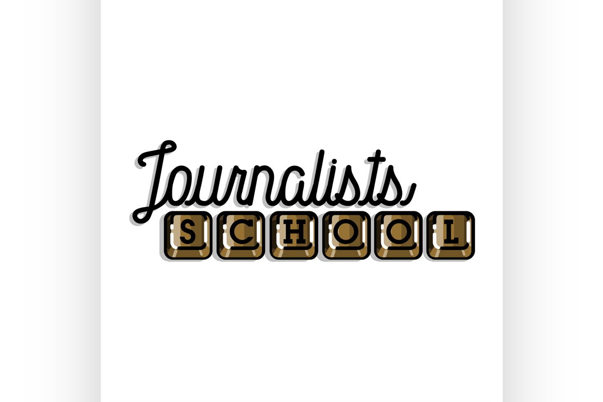 Color vintage journalists school emblem example image 1