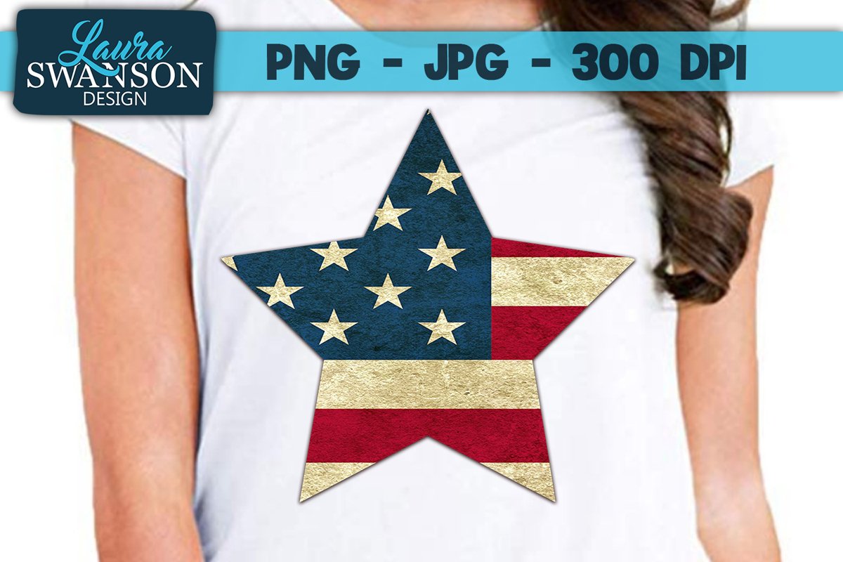 Patriotic Star PNG, JPG, Sublimation, PrintnCut example image 1