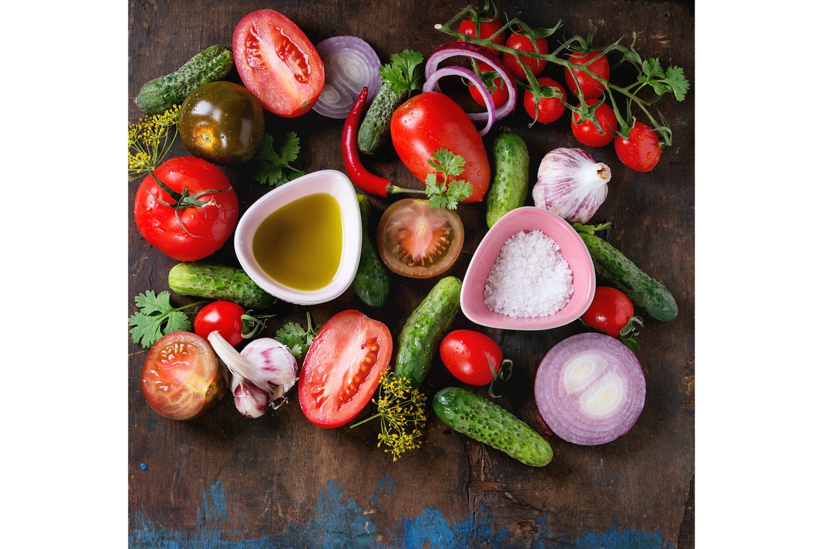 Background with tomatoes and cucumbers example image 1