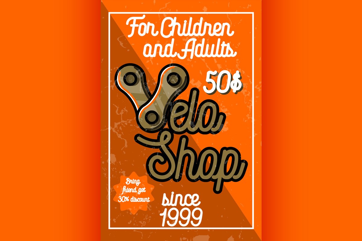 Color vintage bike shop banner example image 1