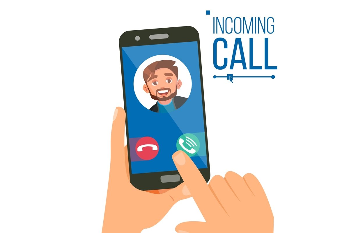 Incoming Call Vector. Man Face On Mobile Smartphone Screen. example image 1