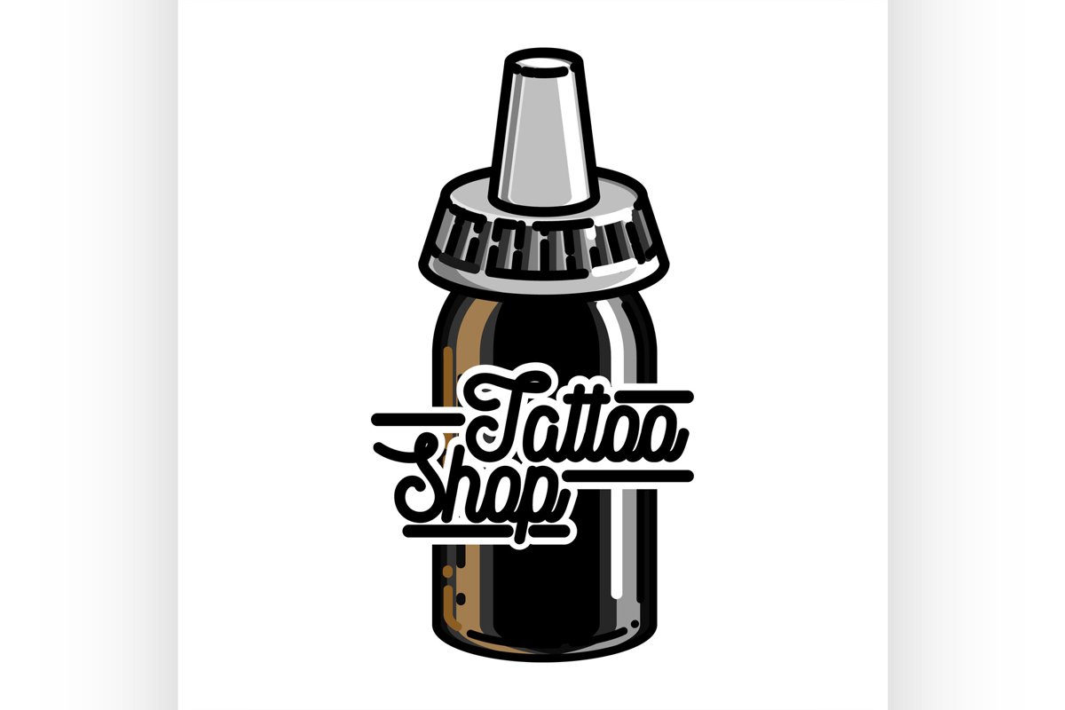 Color vintage tattoo shop emblem example image 1
