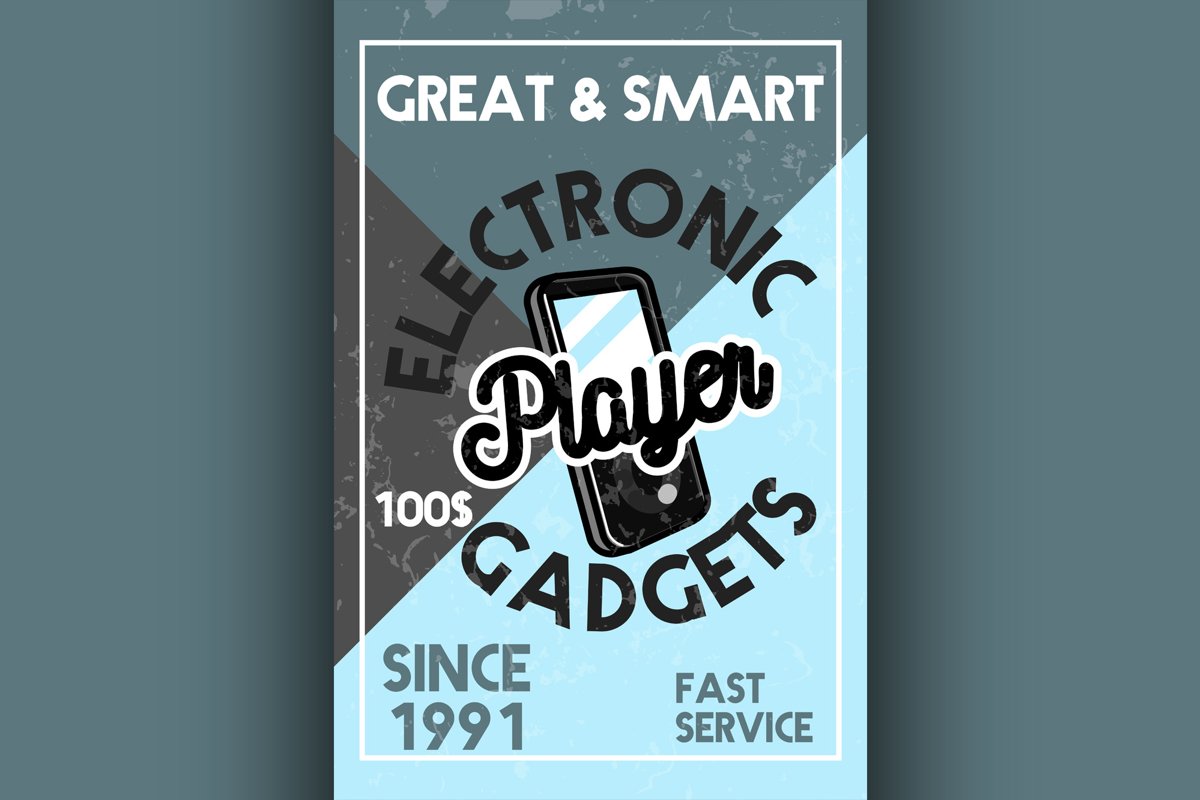 Color vintage electronic gadgets banner example image 1