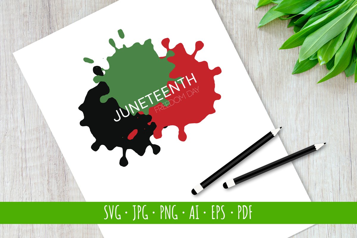 Hand draw Juneteenth Freedom Day flag in vector format, svg example image 1