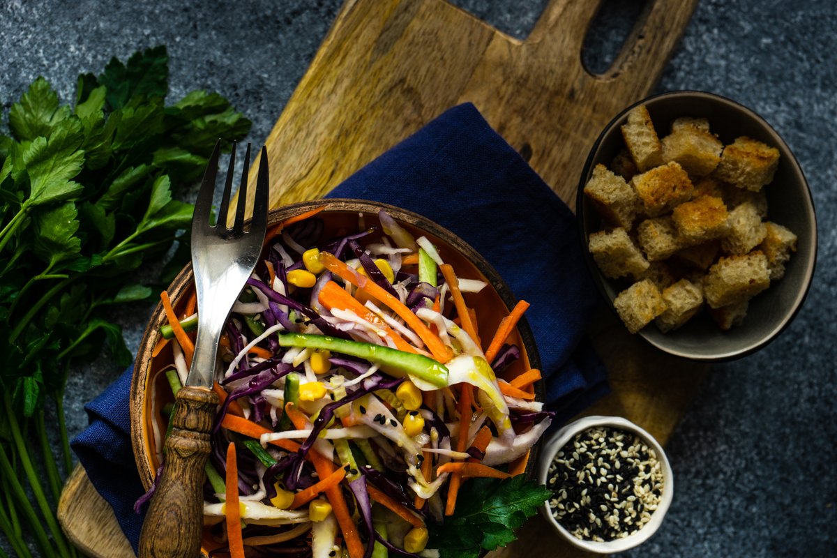 Healthy food concept with organic vegetables in salad example image 1